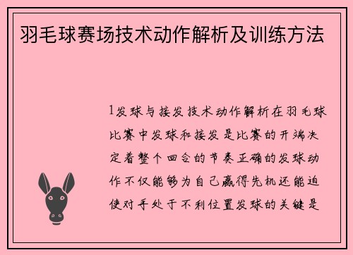 羽毛球赛场技术动作解析及训练方法